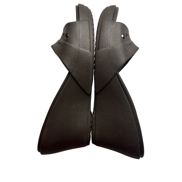 Crocs Kadee Brown Wedge Heel Slide Sandals Ss 8 Women's Open Toe - Picture 7 of 7